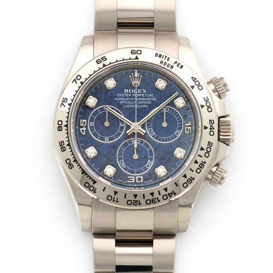 Rolex White Gold Cosmograph Daytona Sodalite Diamond Watch Ref. 116509