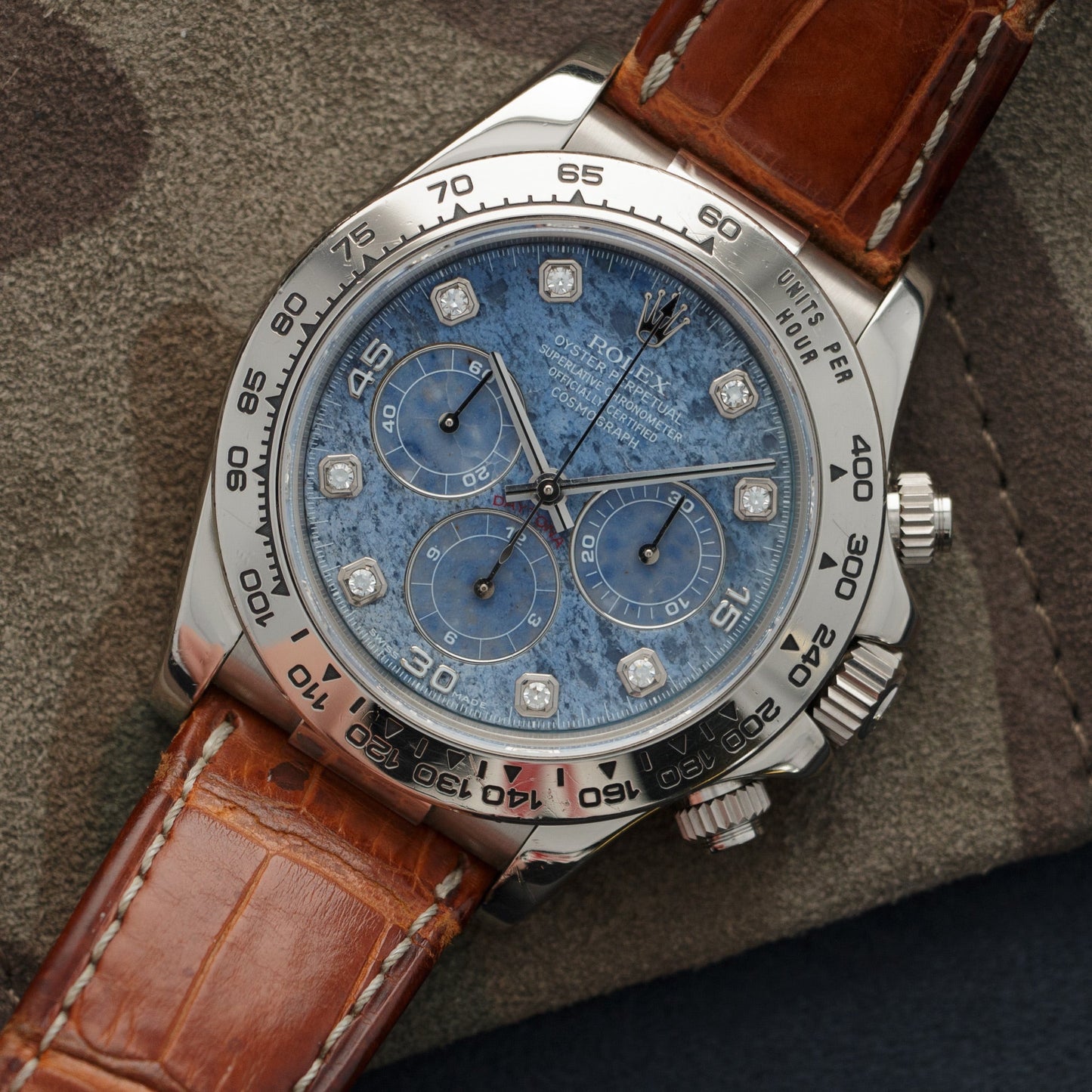 Rolex White Gold Cosmograph Daytona Zenith Sodalite Watch Ref. 16519