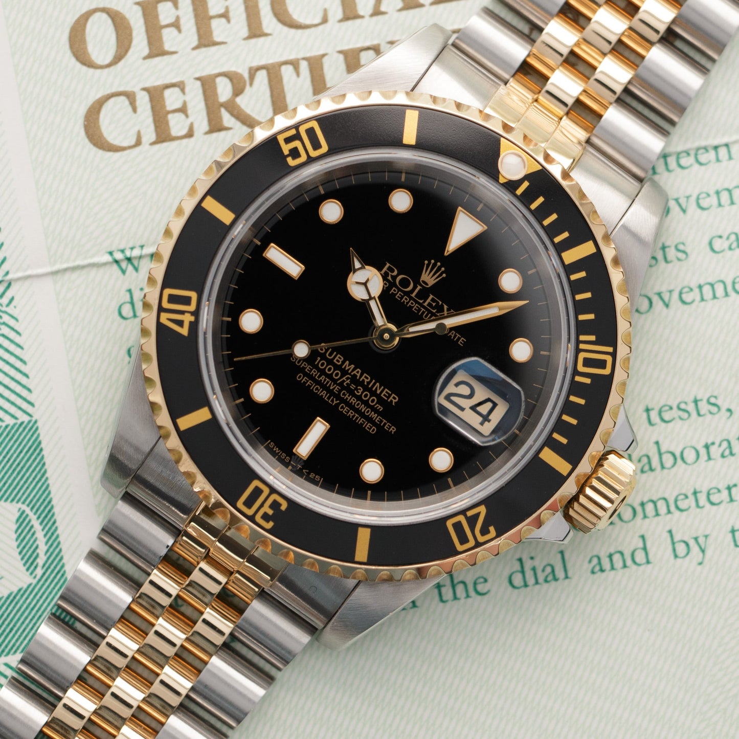 Rolex Two-Tone Submariner, Ref. 16613 with Original Paper