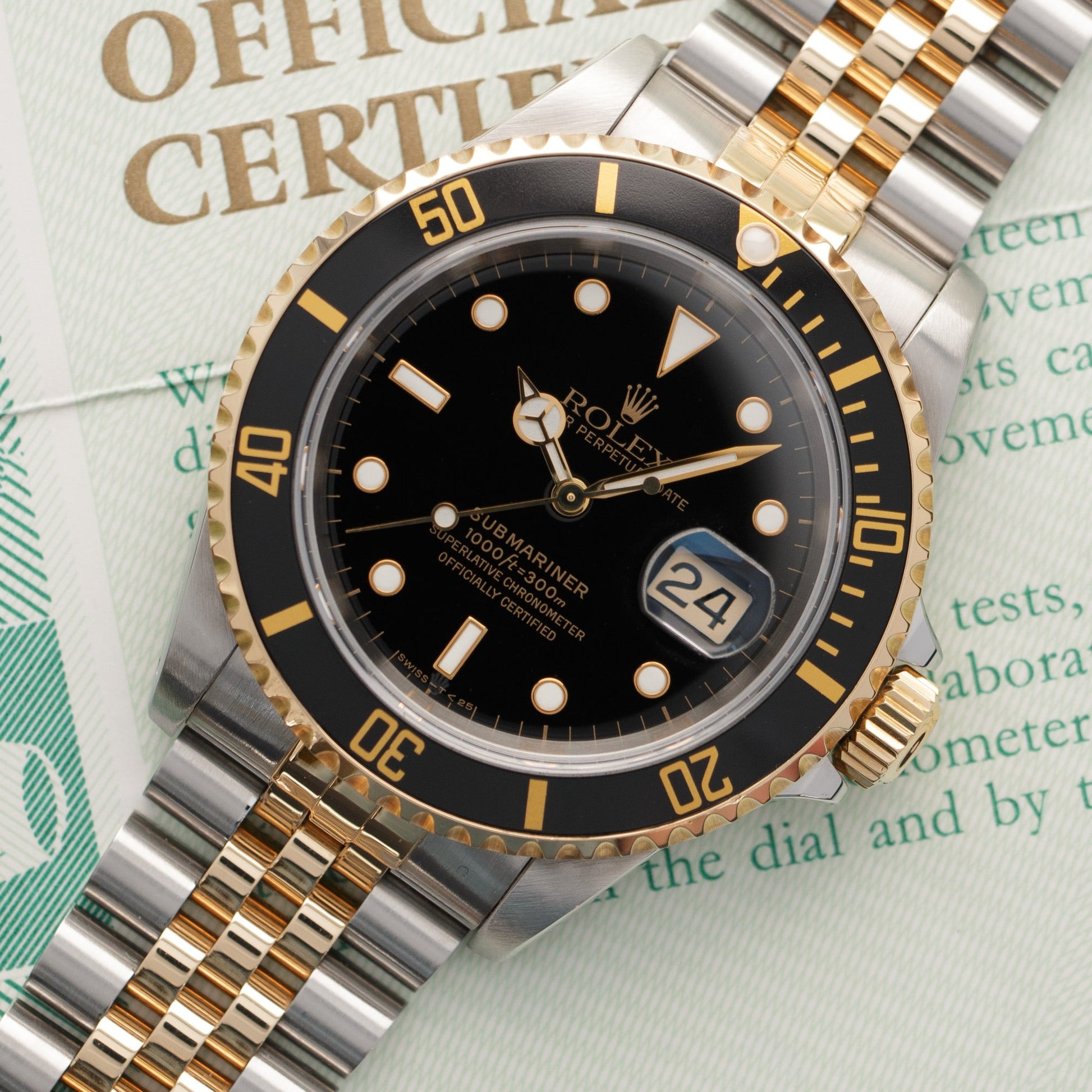 Rolex Two-Tone Submariner, Ref. 16613 with Original Paper