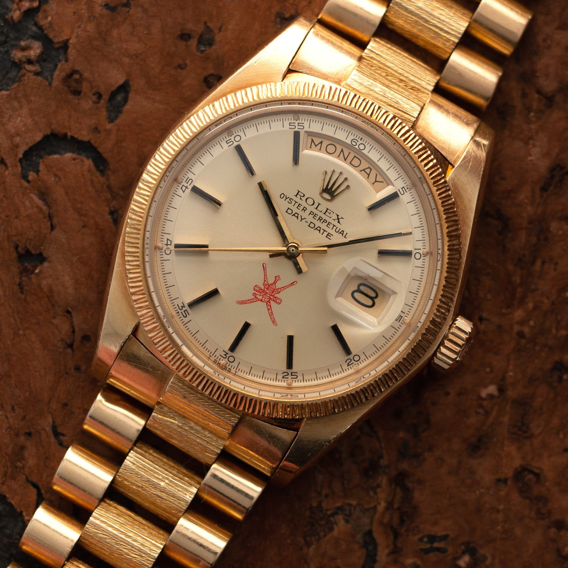 Rolex Yellow Gold Day-Date Watch Ref. 1807, Retailed by Asprey with Khanjar Emblem