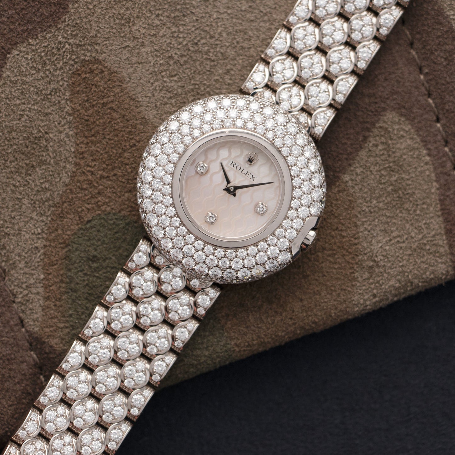 Rolex White Gold Orchid Diamond Bracelet Watch