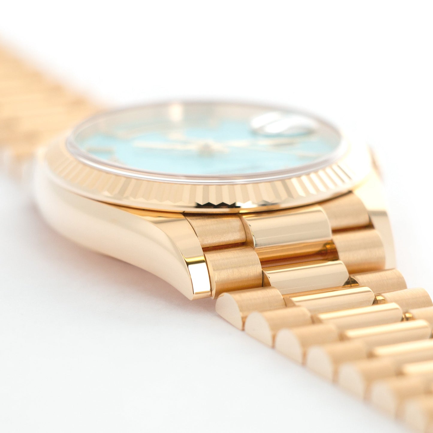 Rolex Yellow Gold Day-Date Turquoise Diamond Watch Ref. 128238