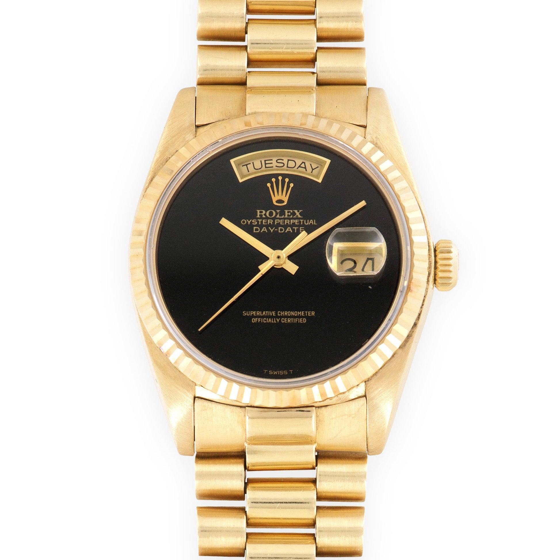 Rolex Yellow Gold Day-Date Onyx Dial Watch Ref. 18038