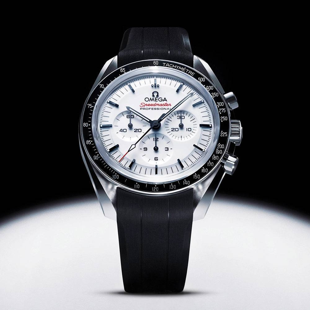 Speedmaster Moonwatch 42mm White Dial Rubber Strap Watch