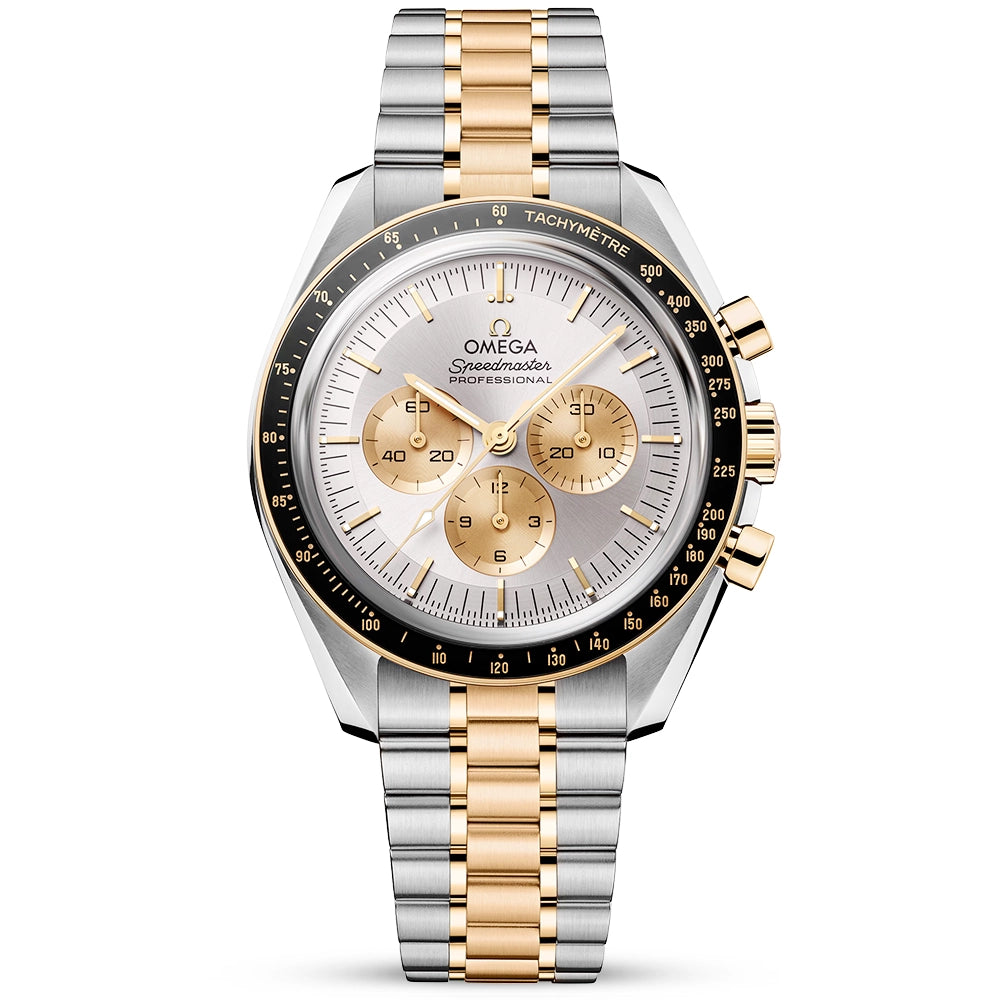 Speedmaster Moonwatch Steel & Gold Silver Dial Bracelet Watch