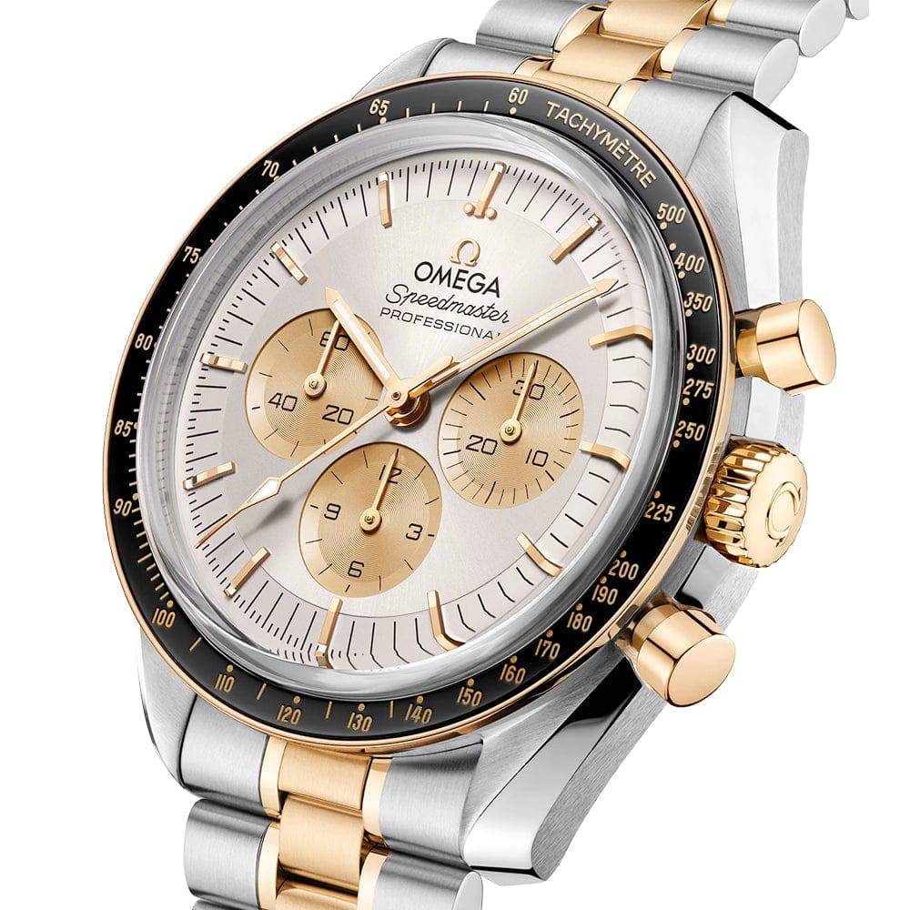 Speedmaster Moonwatch Steel & Gold Silver Dial Bracelet Watch