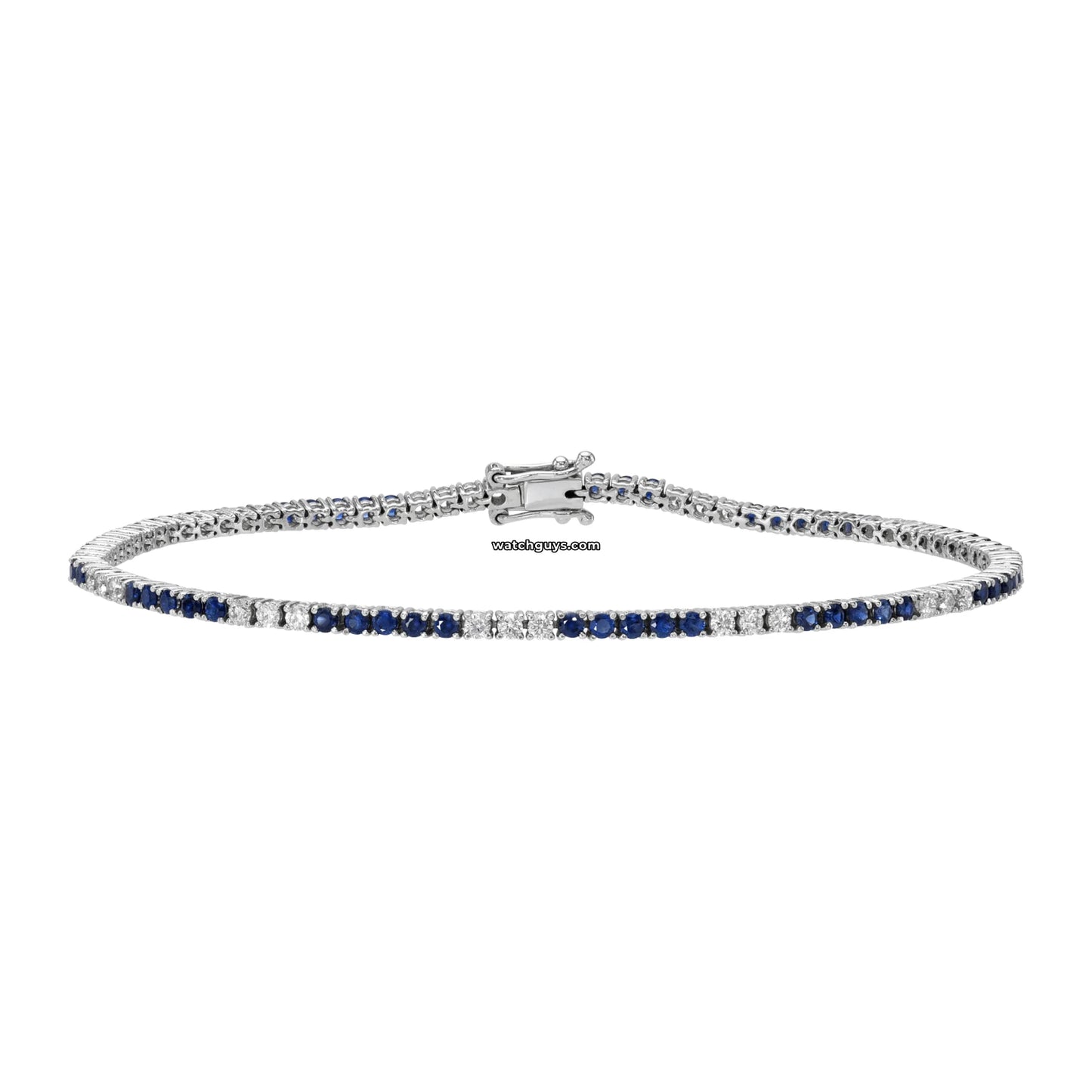 Sapphire and Diamond Tennis Bracelet 2.25 Carat TW 14k White Gold