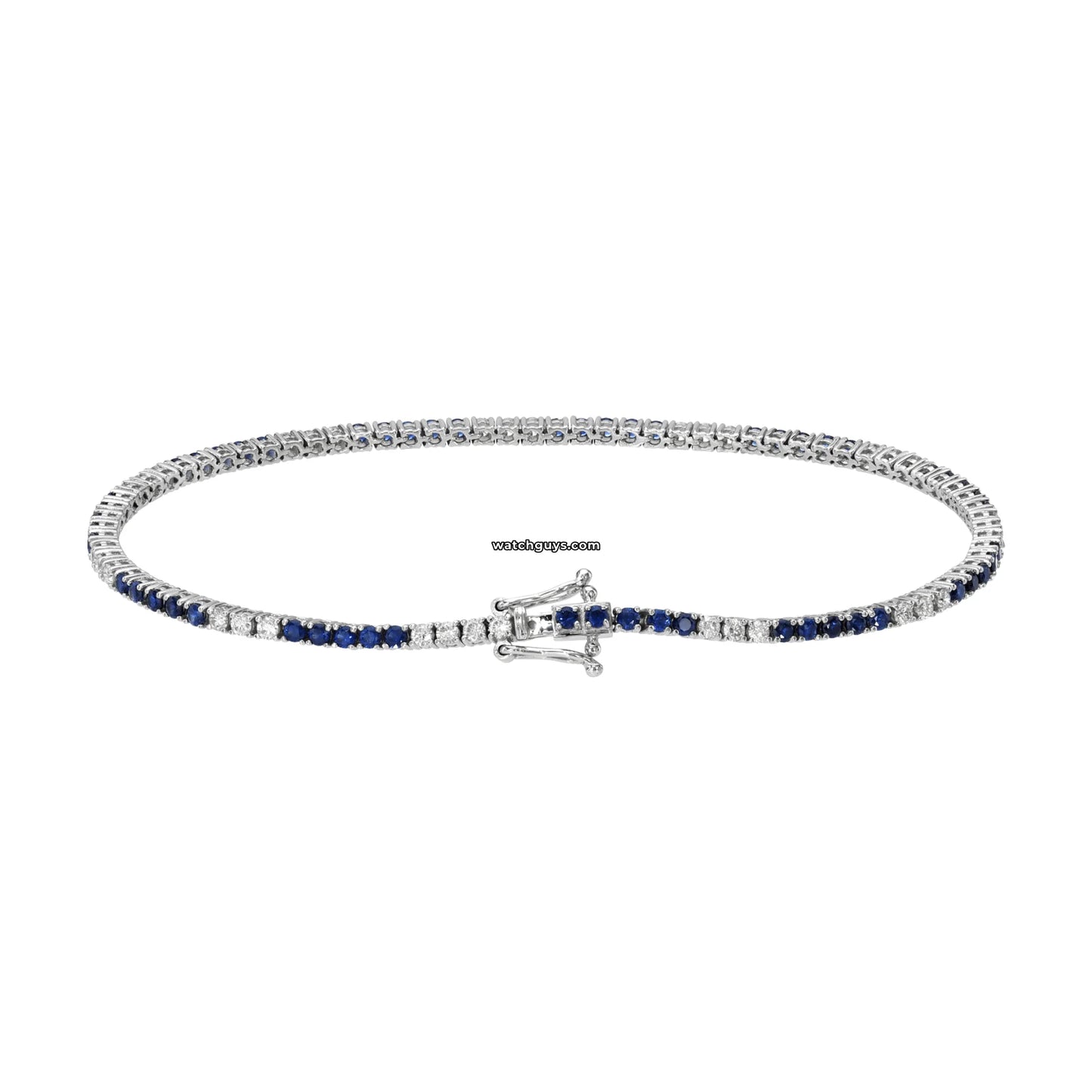 Sapphire and Diamond Tennis Bracelet 2.25 Carat TW 14k White Gold