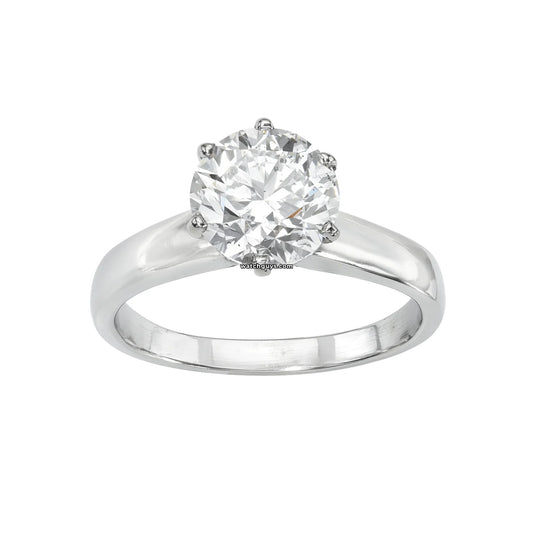 Solitaire Diamond Engagement Ring 2.00 Carat 14K White Gold GIA Certified