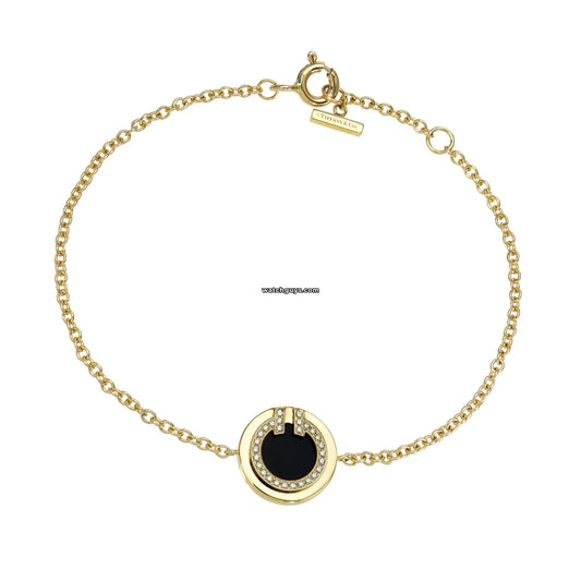 Tiffany & Co. T Circle Diamond and Onyx Bracelet