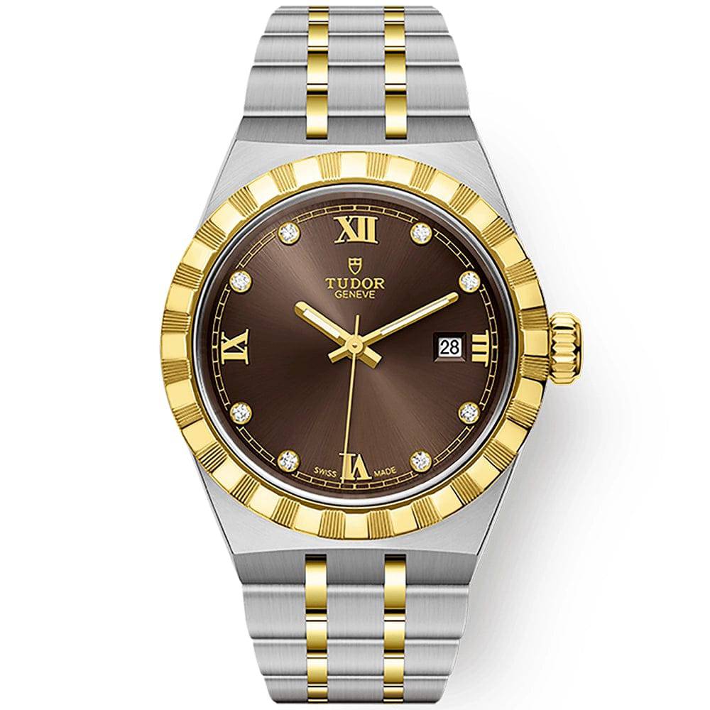 Royal 28mm Two-Tone Brown Diamond Dial Bracelet Watch