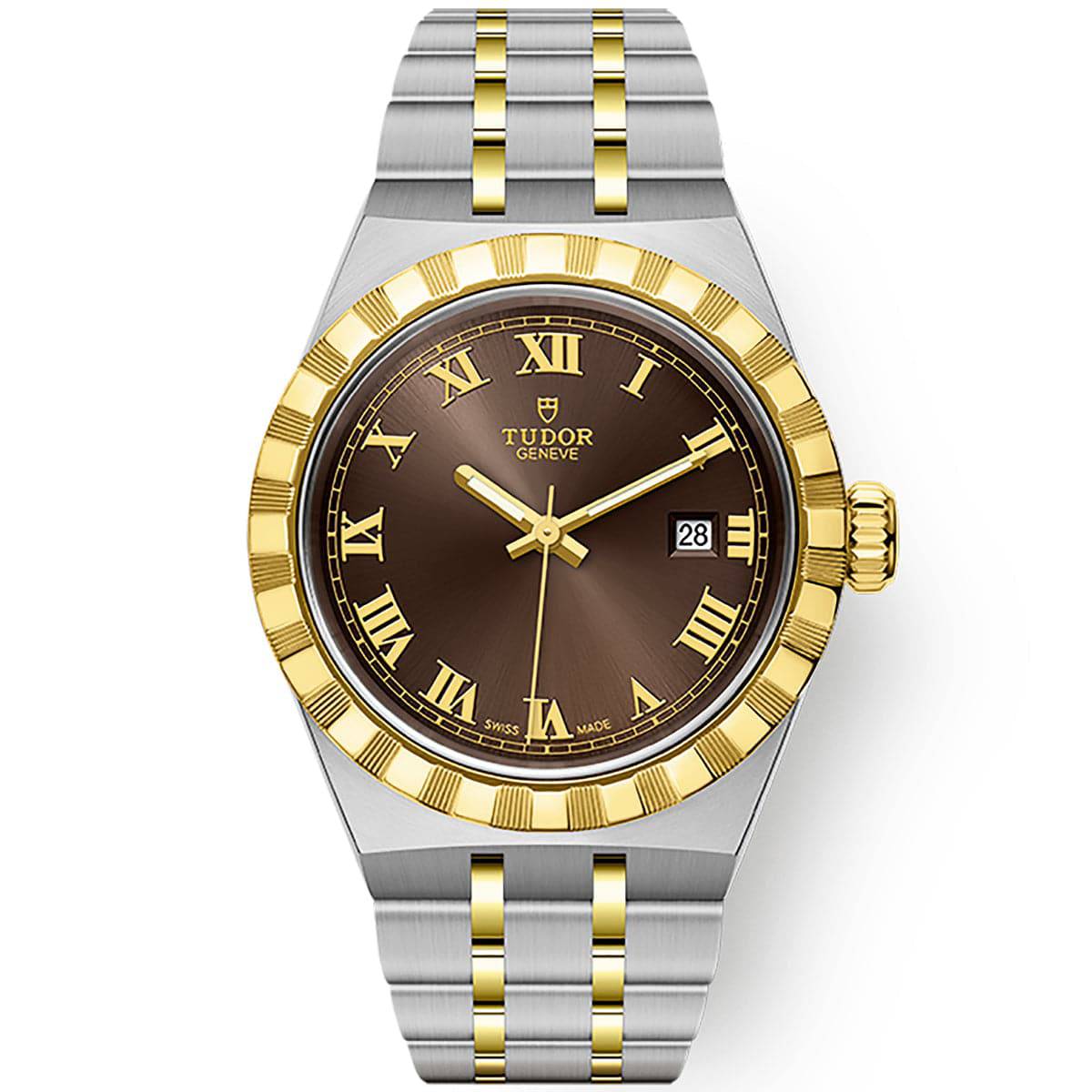 Royal 28mm Two-Tone Brown Roman Dial Automatic Bracelet Watch