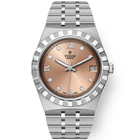 Royal 34mm Salmon Diamond Dial Ladies Bracelet Watch