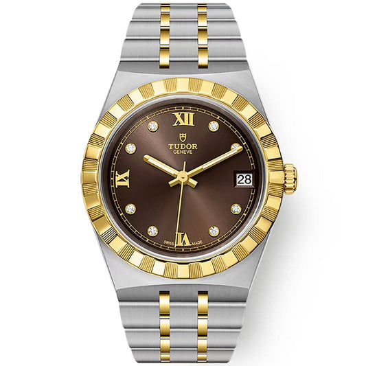 Royal 34mm Two-Tone Brown Diamond Dial Automatic Bracelet Watch