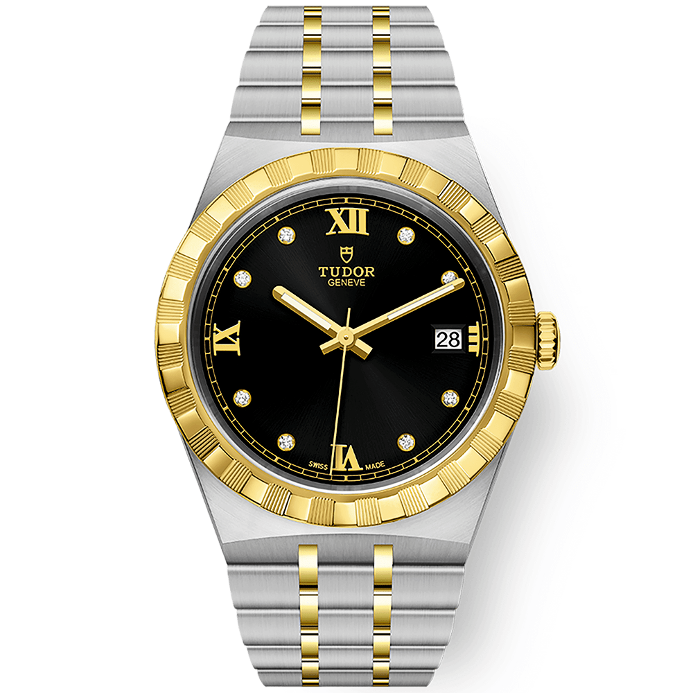 Royal 38mm Two-Tone Black Diamond Dial Automatic Bracelet Watch