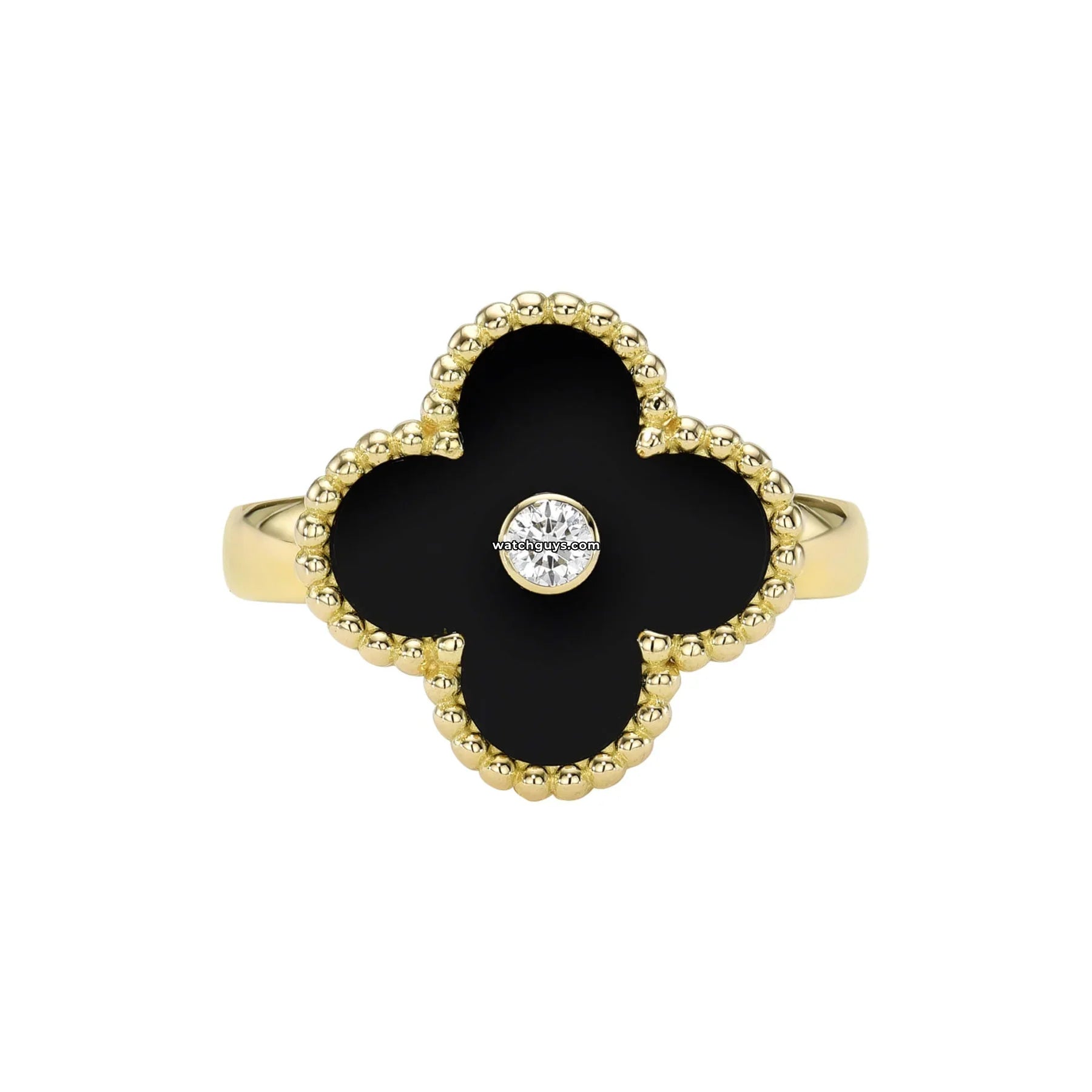 Van Cleef & Arpels Vintage Alhambra Ring Onyx and Diamond